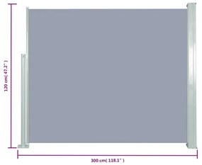 Σκίαστρο Πλαϊνό Συρόμενο Γκρι 120 x 300 εκ. - Γκρι