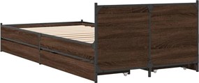 vidaXL Πλαίσιο Κρεβατιού με Συρτάρια Καφέ Δρυς 75x190 εκ.