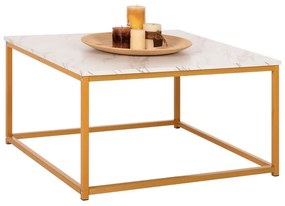 Τραπέζι Σαλονιού Braylen HM8942.11 Τετράγωνο 75x75x43,5cm Gold-White Melamine, Metal