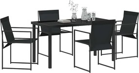 vidaXL Σέτ φαγητού για κήπο 5 pcs Μαύρο Textilene και Χάλυβας