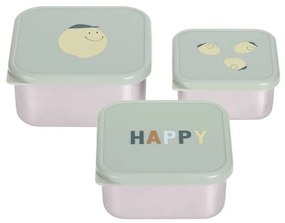 Laessig Snackbox set 3τμχ inox Happy Fruits Lemon