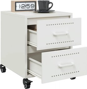 vidaXL Κομοδίνο Λευκό 36x39x43,5 εκ. από Χάλυβα