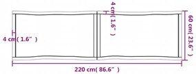 Επιφ Τραπεζιού Αν Καφέ 220x60x(2-4)εκ.Ακατέργ. Μασίφ Ξύλο Δρυός - Καφέ