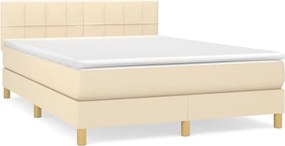 vidaXL Κρεβάτι Boxspring με Στρώμα Κρεμ 140x190 εκ. Υφασμάτινο
