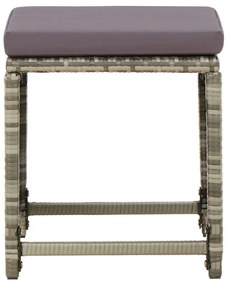 vidaXL Σκαμπό Κήπου 4 τεμ. Γκρι από Συνθετικό Ρατάν με Μαξιλάρια