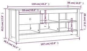 Παπουτσοθήκη 110 x 38 x 45,5 εκ. από Μασίφ Ξύλο Πεύκου - Καφέ