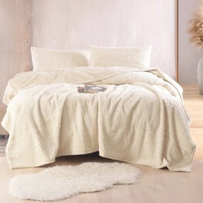 Κουβέρτα Fleece Υπέρδιπλη Με Γουνάκι (220x240) + Διακοσμητικές Μαξιλαροθήκες (Σετ) Rythmos Bliss Εκρού
