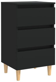 vidaXL Κομοδίνα 2 τεμ. Μαύρα 40x35x69 εκ. με Μασίφ Ξύλινα Πόδια