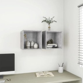 vidaXL Ντουλάπια Τοίχου 2 τεμ. Γκρι Σκυρ. 37x37x37 εκ. από Επεξ. Ξύλο