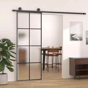 Συρόμενη Πόρτα Μαύρη 76 x 205 εκ. Γυαλί ESG/Αλουμίνιο