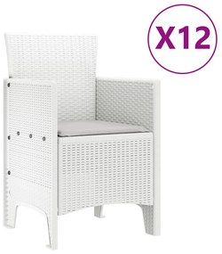 vidaXL Σετ Τραπεζαρίας Κήπου 13 Τεμαχίων με Μαξιλάρια Λευκό Πολυ ρατάν