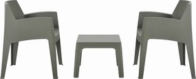ΣΕΤ 3ΤΜΧ ΠΟΛΥΠΡΟΠΥΛΕΝΙΟΥ SLEEK HM21267.05 ΤΡΑΠΕΖΑΚΙ &amp; 2 ΠΟΛΥΘΡΟΝΕΣ-DARK OLIVE GREEN