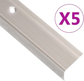 vidaXL Προφίλ Σκαλοπατιών Σχήμα Γ 5 τεμ. Champagne 90 εκ. Αλουμινίου