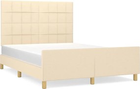 vidaXL Σκελετός Κρεβατιού Χωρίς Στρώμα Κρεμ 140x200 εκ.Υφασμάτινο