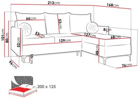 Γωνιακός καναπές Leon L-Gkri Skouro-Αριστερή