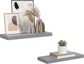 vidaXL Ράφια Τοίχου 2 τεμ. Γκρι 60 x 23,5 x 3,8 εκ. MDF
