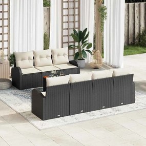 vidaXL Σετ καναπέδων κήπου 8 pcs Μαύρος, λευκός Μεγάλο