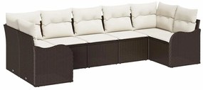 vidaXL Σετ Καναπέ Κήπου με μαξιλάρι 7 pcs Καφέ Πολυ ράταν
