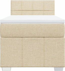 vidaXL Κρεβάτι Boxspring με Στρώμα Κρεμ 90x200 εκ.Υφασμάτινο