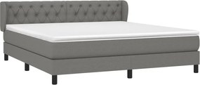 vidaXL Κρεβάτι Boxspring με Στρώμα Σκούρο Γκρι 160x200 εκ Υφασμάτινο