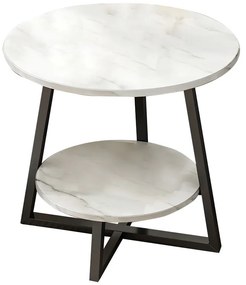 Τραπέζι σαλονιού Rota MDF λευκό μαρμάρου-μαύρο Φ60x60cm - Μελαμίνη - 072-000062