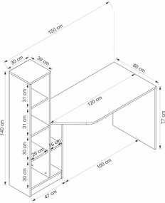 Γραφείο Λευκό / Καρυδί ROAR 150x60x140