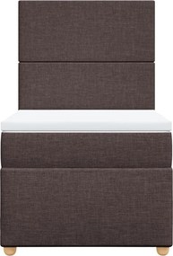 vidaXL Κρεβάτι Boxspring με Στρώμα Σκούρο Καφέ 90x190 εκ. Υφασμάτινο