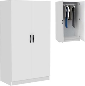 Ντουλάπα ρούχων Victoria Megapap δίφυλλη χρώμα λευκό 100x60x181εκ.