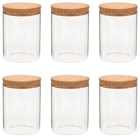 vidaXL Βάζα 6 τεμ. 650 ml Γυάλινα με Καπάκι από Φελλό
