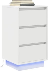 vidaXL Κομοδίνο με φώτα LED Λευκό 38x34x65 cm