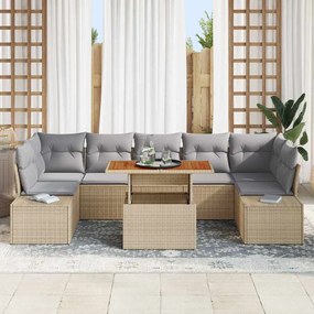 vidaXL Σέτ φαγητού για κήπο 8 pcs Μπεζ, Γκρι 100 x 55 x 73 εκ