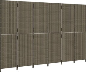 vidaXL Διαχωριστικό Δωματίου 6 Πάνελ Γκρι από Συνθετικό Ρατάν
