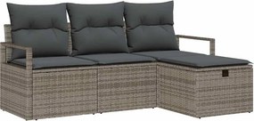 vidaXL Σετ Καναπέ Κήπου με μαξιλάρι 4 pcs Γκρι Πολυ ράταν