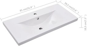 vidaXL Νιπτήρας Ένθετος Λευκός 81 x 39,5 x 18,5 εκ. Κεραμικός