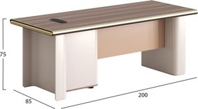 ΓΡΑΦΕΙΟ ΣΕΙΡΑ SUPERON HM2138 ΜΕΛΑΜΙΝΗ ΦΥΣΙΚΟ-ΜΠΕΖ 200x85x75Υεκ.