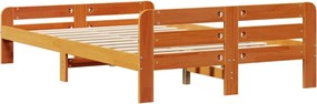 vidaXL Σκελετός Κρεβ. Χωρίς Στρώμα Καφέ Κεριού 135x190 εκ Μασίφ Πεύκο