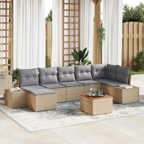 vidaXL Σετ Σαλονιού Κήπου 8 pcs Μπεζ, ανοιχτό γκρι