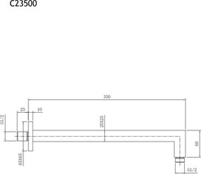 Almar Square E044077+C23500 Chrome - Κεφαλή Ντους με Βραχίονα
