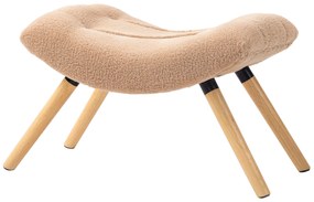 HOMCOM Μοντέρνο υποπόδιο με επένδυση fleece και ξύλινα πόδια, επενδεδυμένο, για σαλόνι, υπνοδωμάτιο, διάδρομο, Καφέ