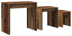 vidaXL Φωτιστικό Τραπεζάκι 3 pcs Παλαιό ξύλο 60 x 35 x 56 εκ.