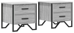 vidaXL Κομοδίνα 2 τεμ. Γκρι Sonoma 40x41x40 εκ. από Επεξεργ. Ξύλο
