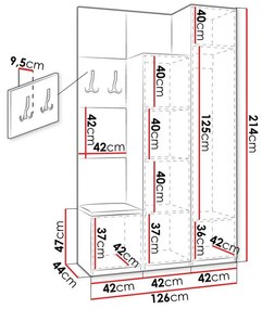 Σετ διαδρόμου Hartford E103, 214x42x44cm, 96 kg, Καθρέφτης, Artisan δρυς, Ταπισερί, Πλαστικοποιημένη μοριοσανίδα, Τοίχου, Εντοιχισμένη | Epipla1.gr