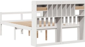 vidaXL Κρεβάτι Βιβλιοθήκη Χωρίς Στρώμα 140x200 εκ Μασίφ Ξύλο Πεύκο