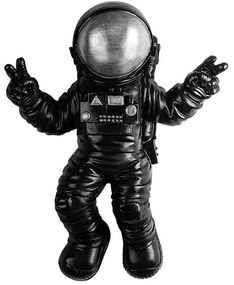 Διακοσμητικό Τοίχου Cosmonaut 891TNL3706 35x10x47cm Black-Silver Wallity Πολυέστερ