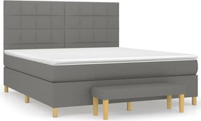 vidaXL Κρεβάτι Boxspring με Στρώμα Σκούρο Γκρι 160x200 εκ Υφασμάτινο