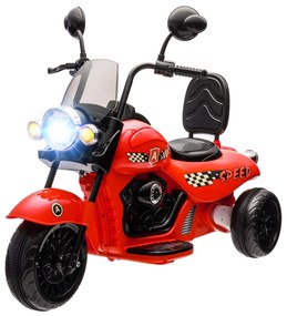 AIYAPLAY Ηλεκτρική παιδική μοτοσικλέτα, 3 τροχοί, 6V μπαταρία, προβολείς, μουσική, για παιδιά 3-6 ετών, κόκκινο