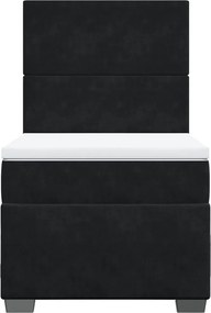 vidaXL Κρεβάτι Boxspring με Στρώμα Μαύρο 90x200 εκ. Βελούδινο