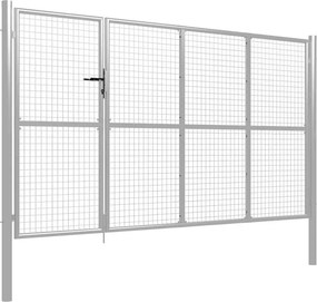 vidaXL Πόρτα Περίφραξης Κήπου Ασημί 350 x 150 εκ. Ατσάλινη