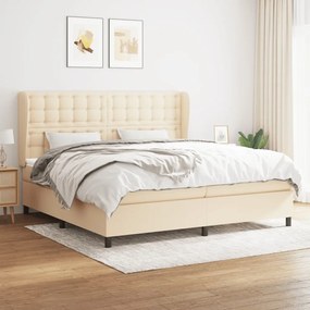 Κρεβάτι Boxspring με Στρώμα Κρεμ 200x200 εκ. Υφασμάτινο