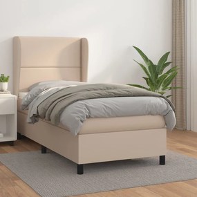 vidaXL Κρεβάτι Boxspring με Στρώμα Καπουτσίνο 100x200εκ.από Συνθ.Δέρμα